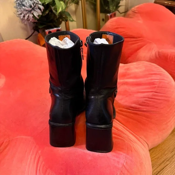 Harley Davidson Black Women's Leather Mid-Calf Block Heel Boots - Picture 5 of 6